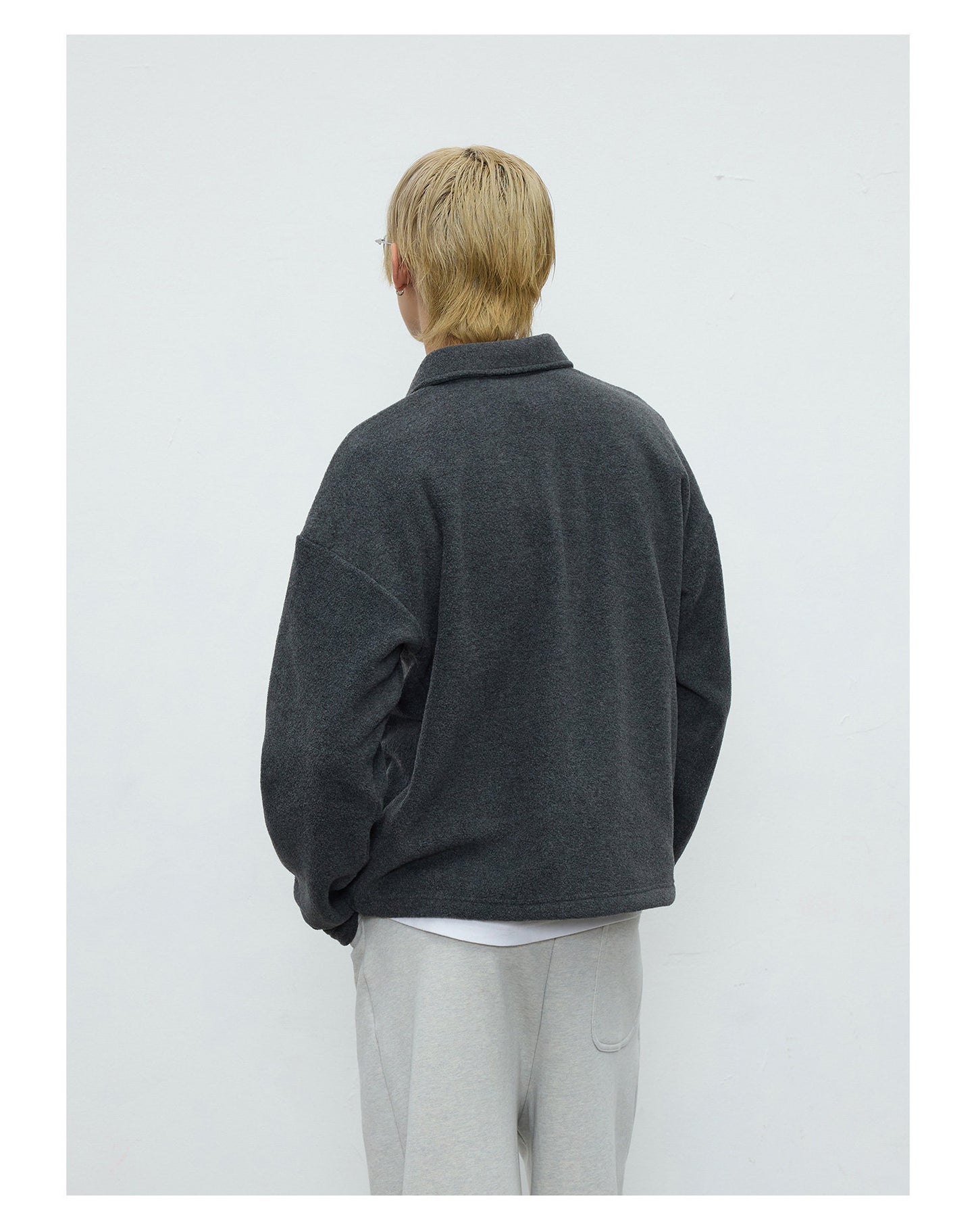 Double-sided fleece collar polo shirt