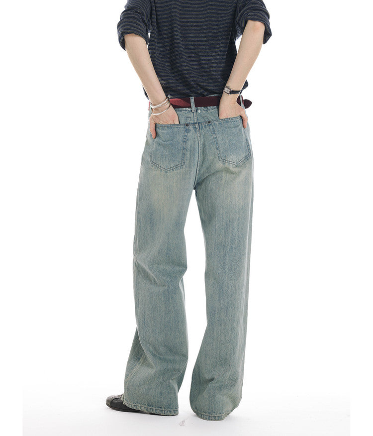 Whisker-Washed Denim Pants