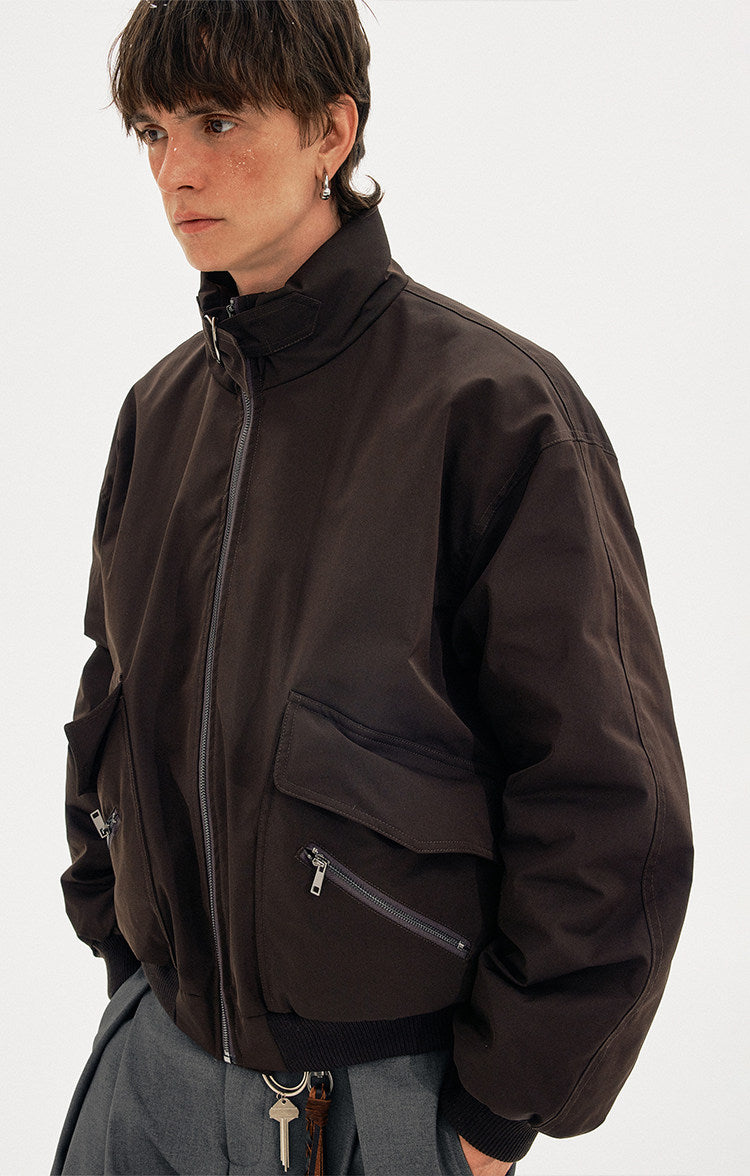 Stand Collar Large Pocket Jacket