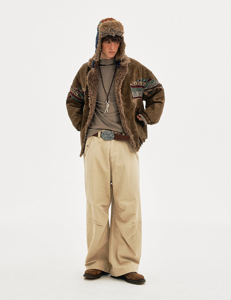 Faux Suede Embroidered Jacket