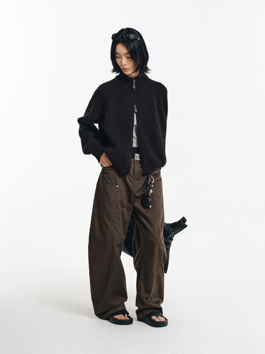 Wool Blend Stand Collar Jacket