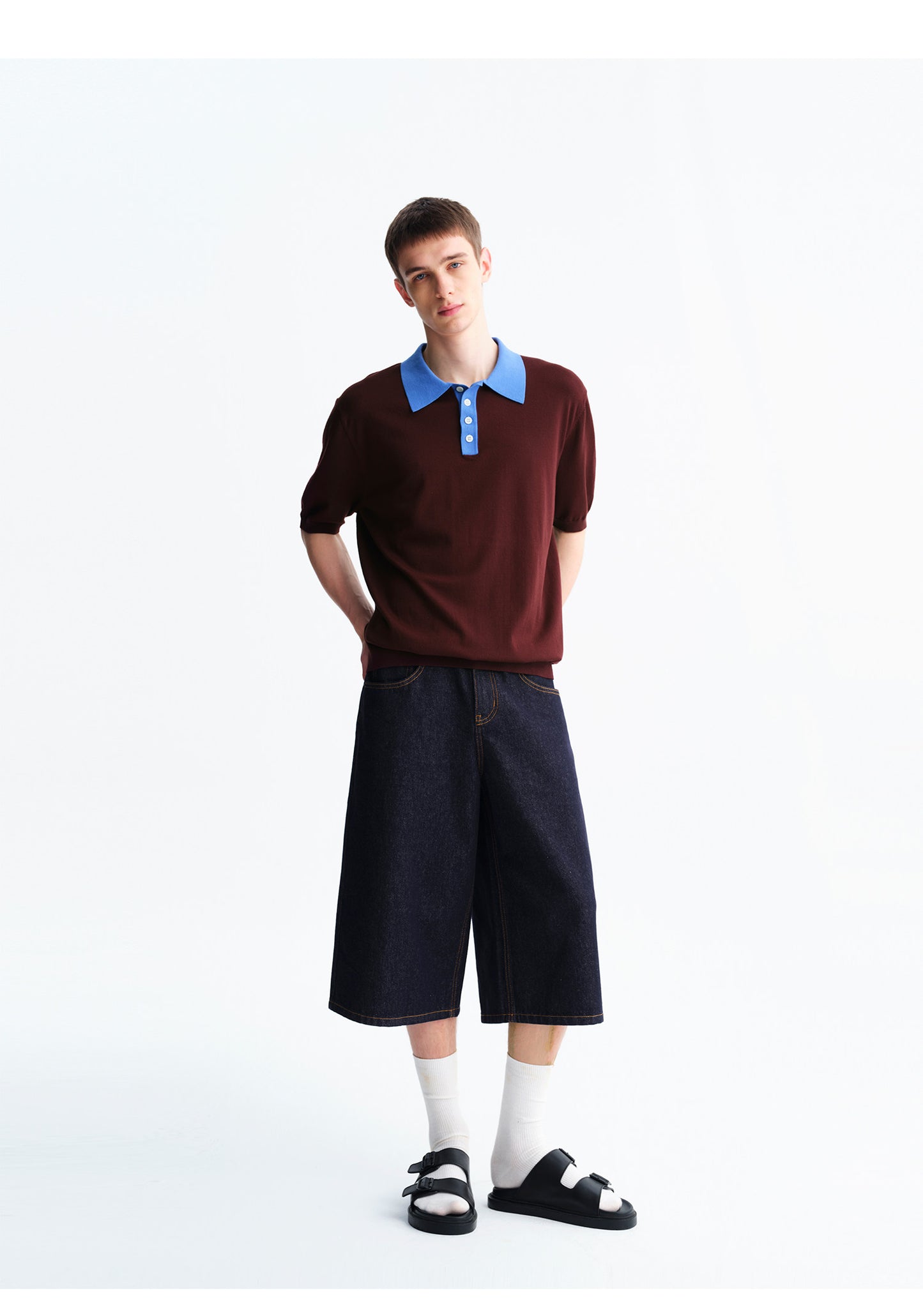 Color-Block Wool Polo Shirt