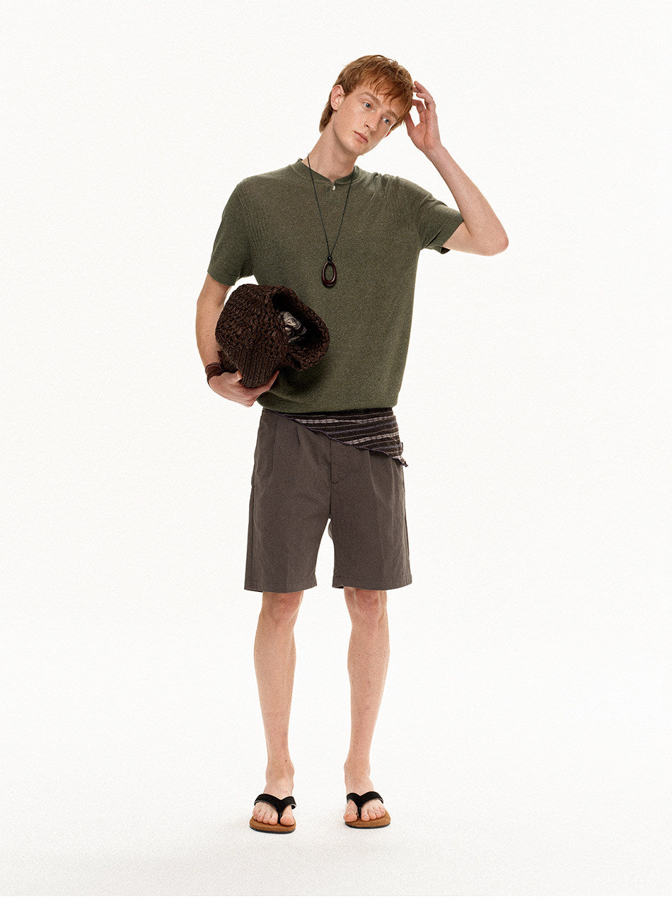 Henley-Neck Loose-Fit Knit