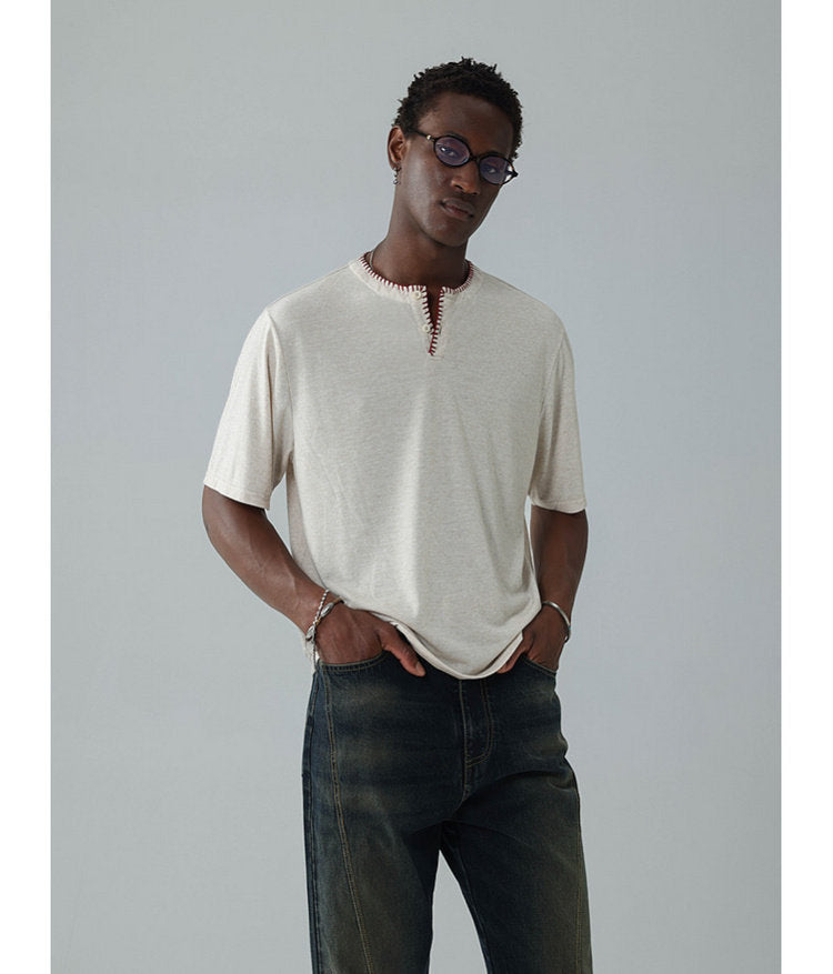 Overlock-stitched T-shirt