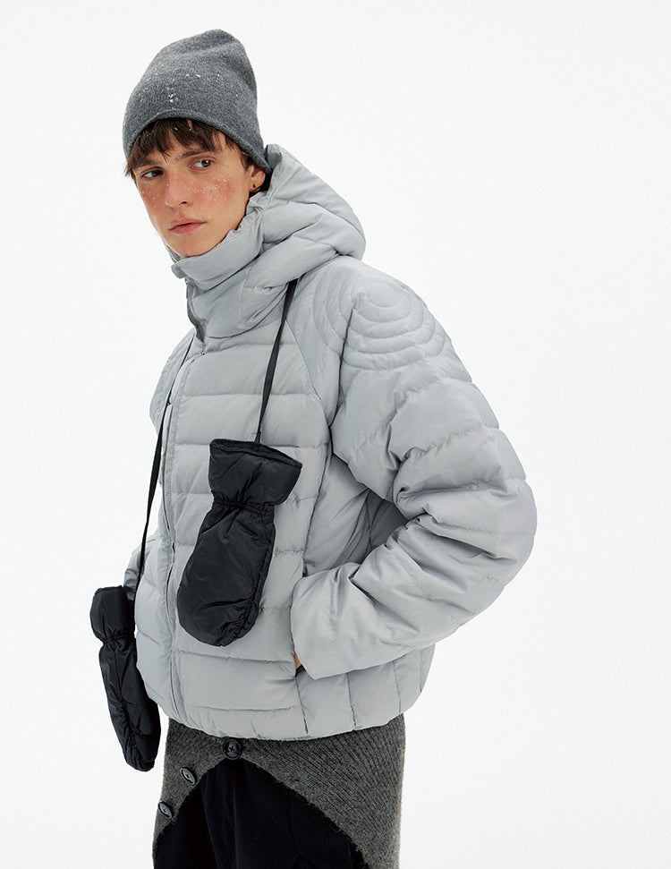 Unisex Diagonal Zipper Down Jacket