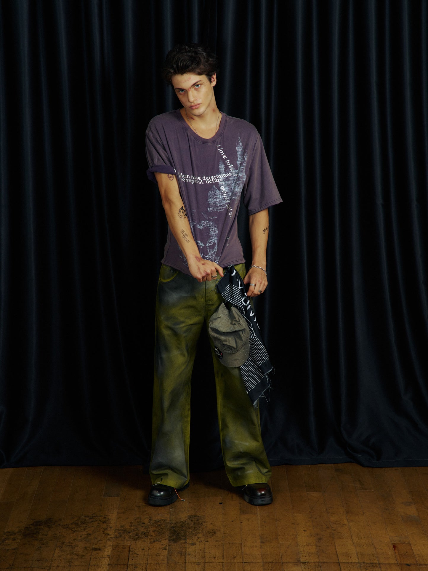 Hand-dyed Spray-Dye Straight Casual Pants