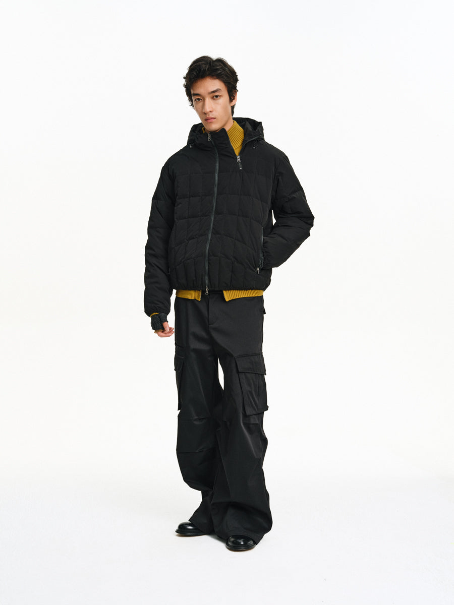 High-collar hooded down jacket