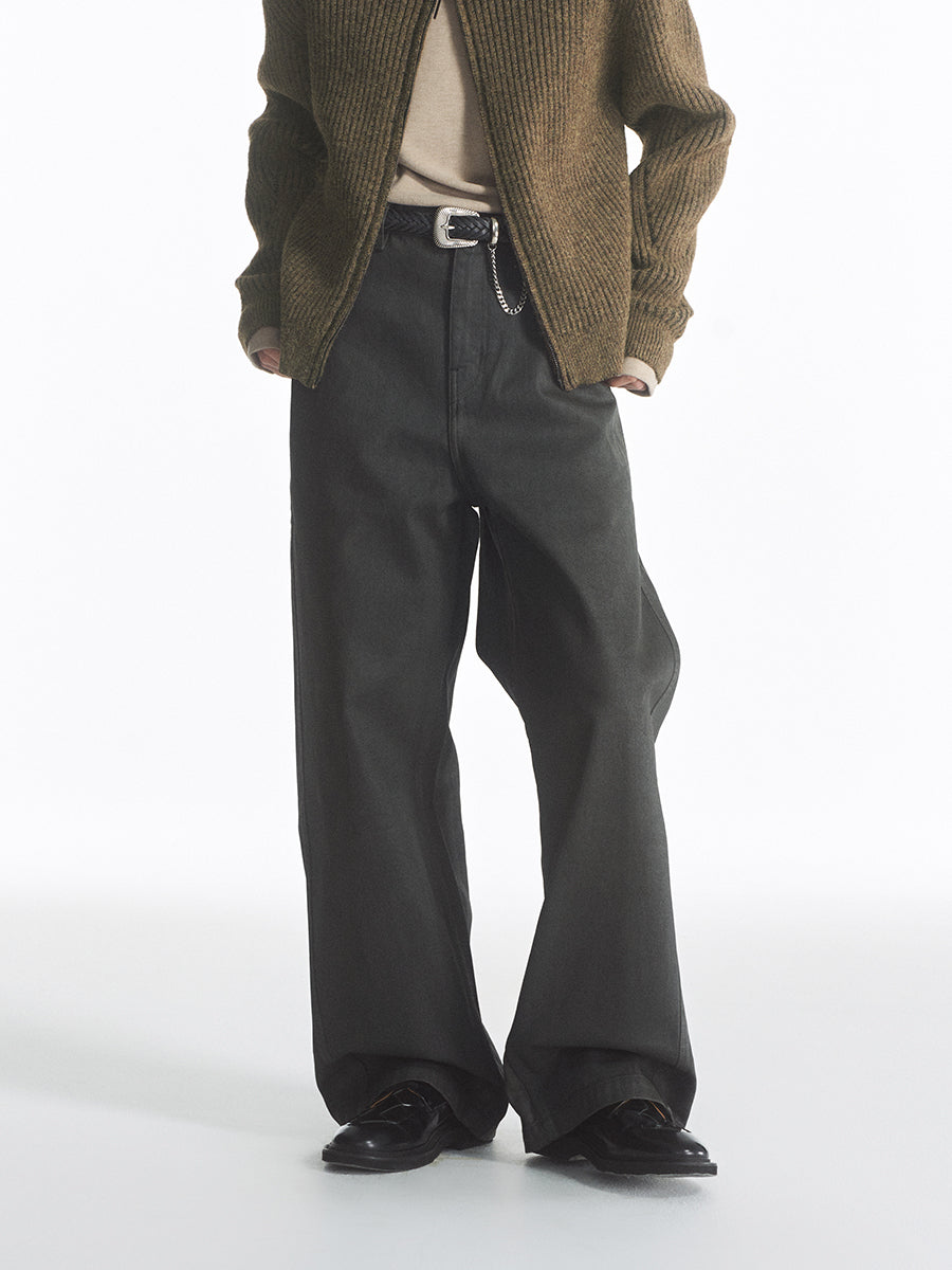 PU coated straight jeans