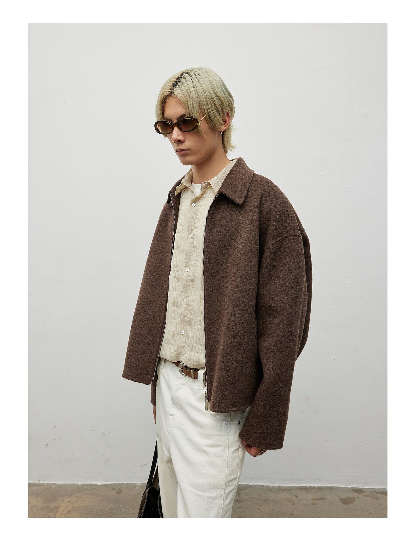 Zip-Up Wool Blend Jacket