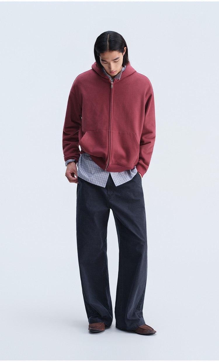Short-Sleeve Hooded Zip-Up Sweatshirt