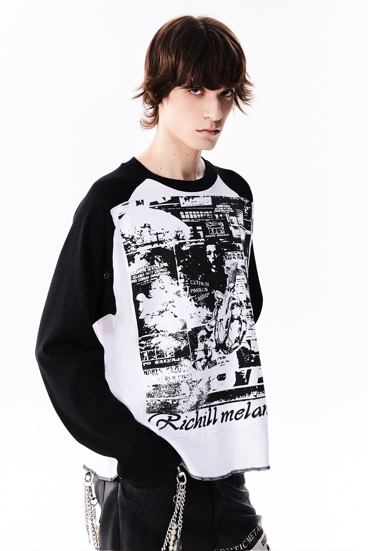 Patch print raglan T-shirt