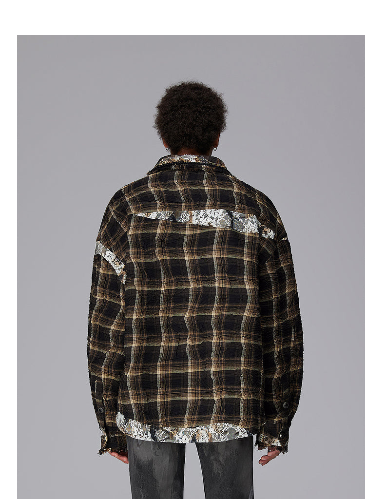 Checkered Splicing Shirt