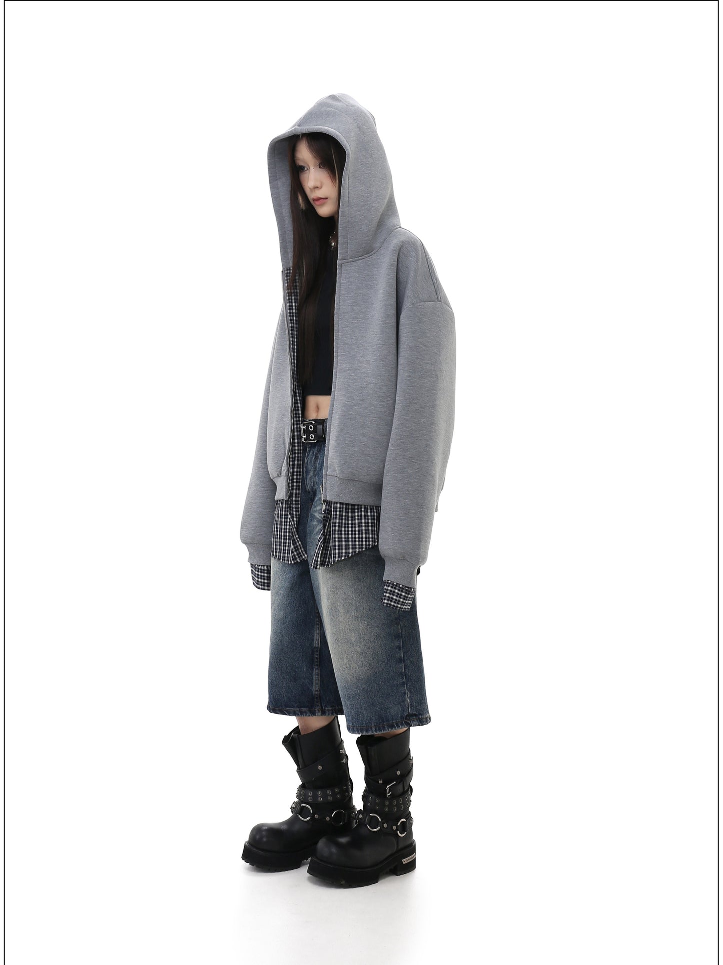 Faux Two-Piece Hooded Sweatshirt