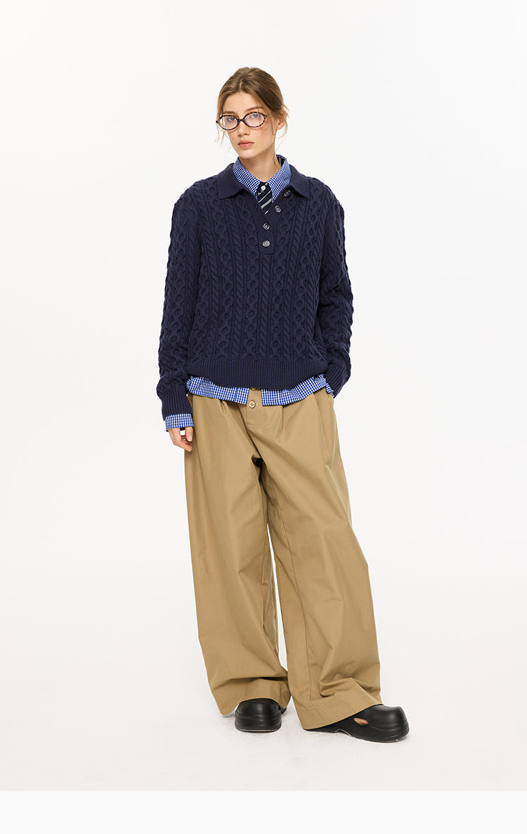 3D Twist Polo Sweater