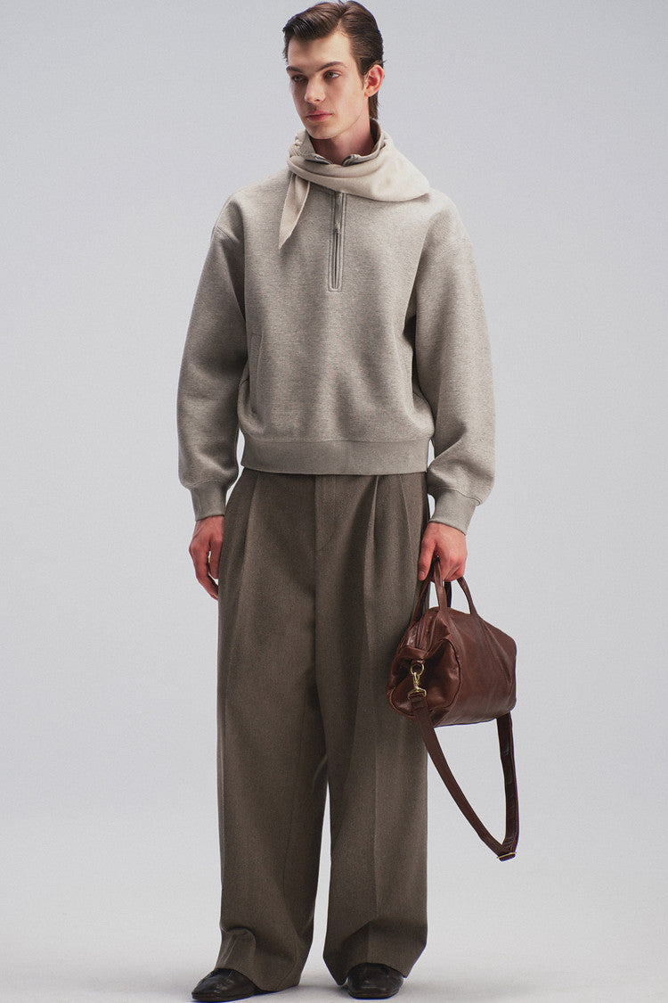 Stand-Up Collar Half-Zip Hoodie