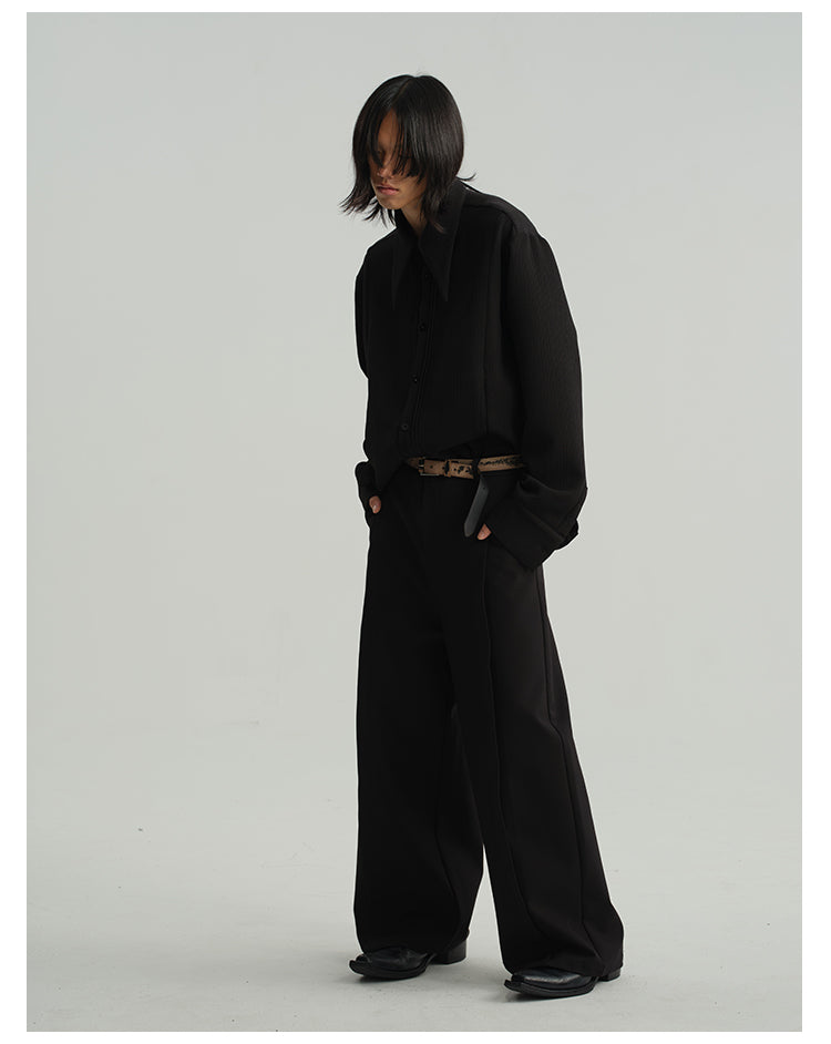 Curved Loose Straight Pants