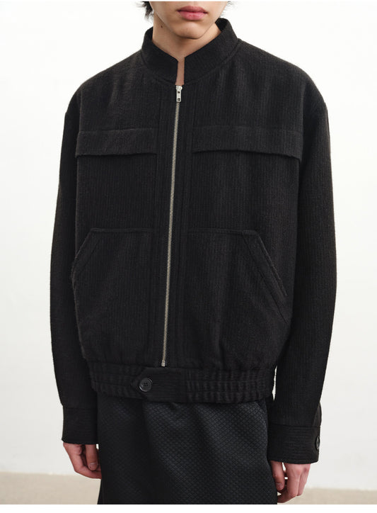 Stand Collar Wool Jacket