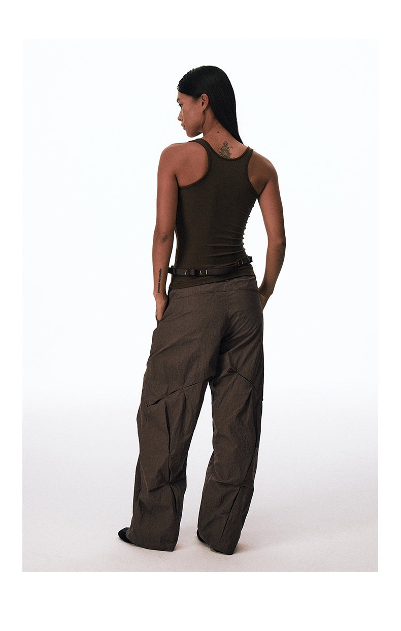 Wrinkle-processed loose-fit casual pants