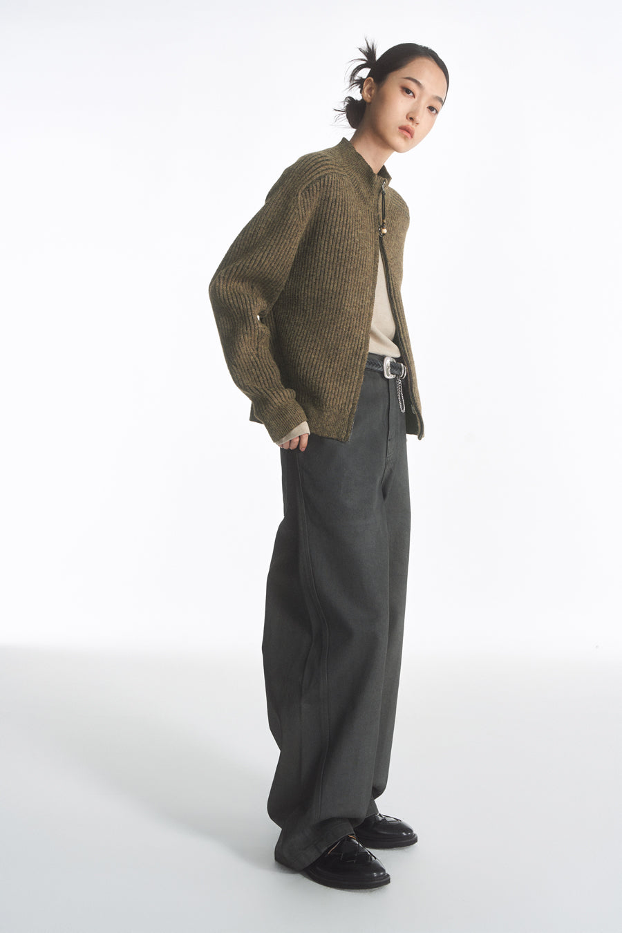 PU coated straight jeans