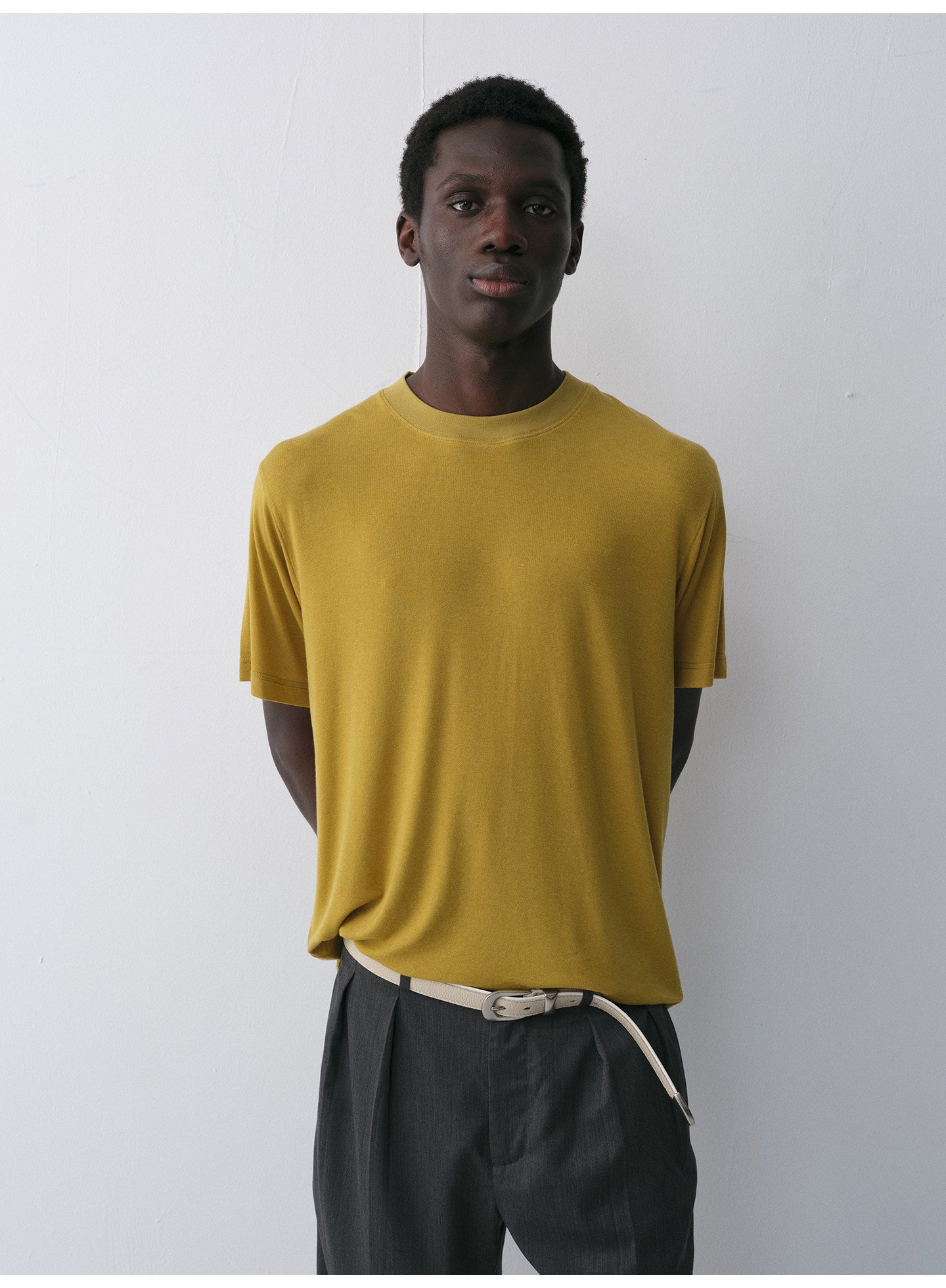 Tencel & Wool Blend Crew Neck T-Shirt