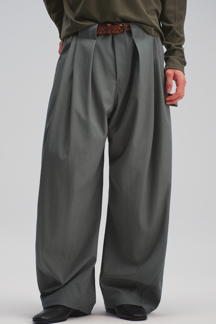 Loose-Fit Curved-Leg Casual Workwear Pants