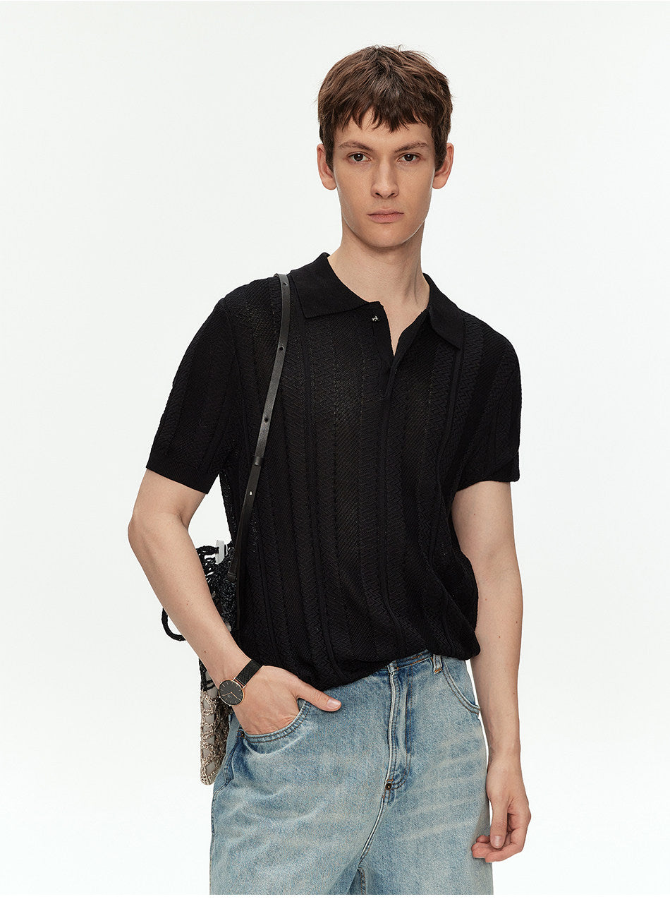 Casual Knit Polo Shirt