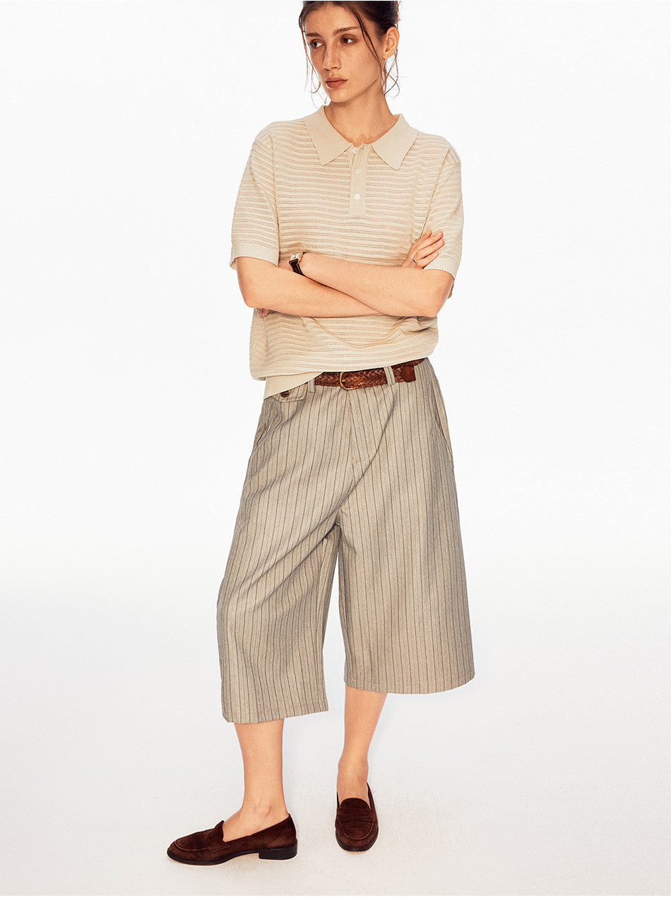 Striped Wide-Leg Shorts
