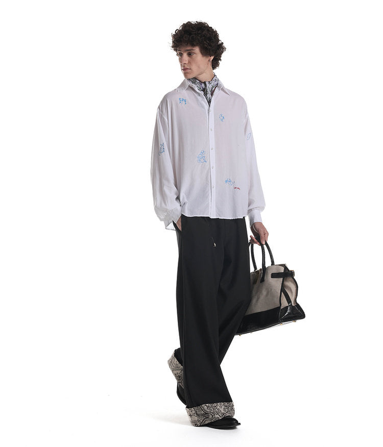 Country-Style Embroidered Casual Shirt