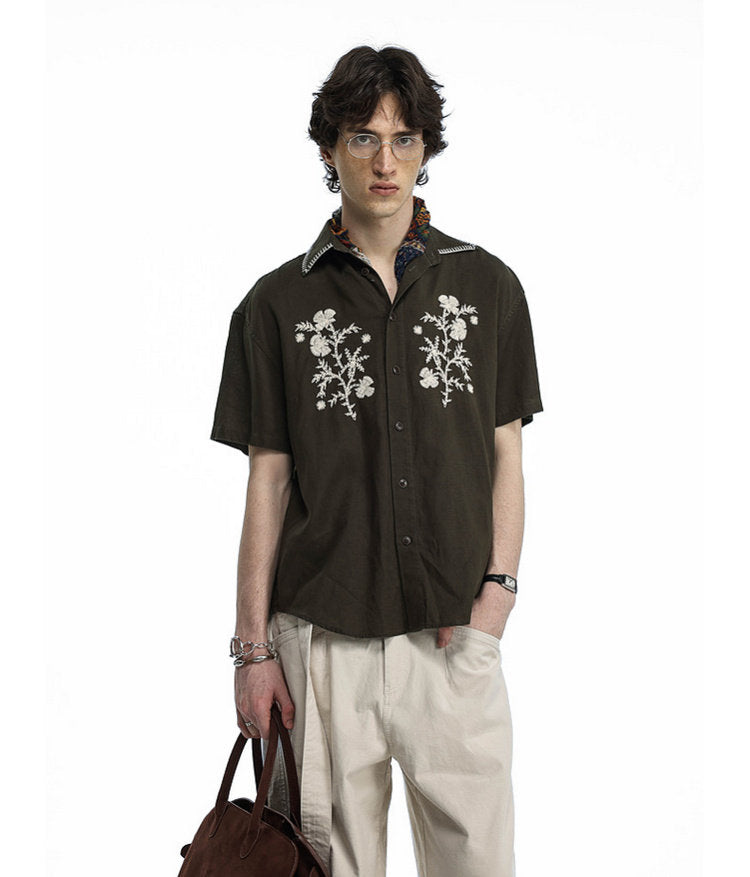 Vintage Floral Embroidered Shirt