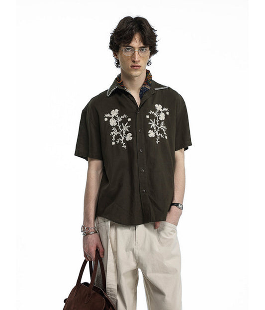 Vintage Floral Embroidered Shirt