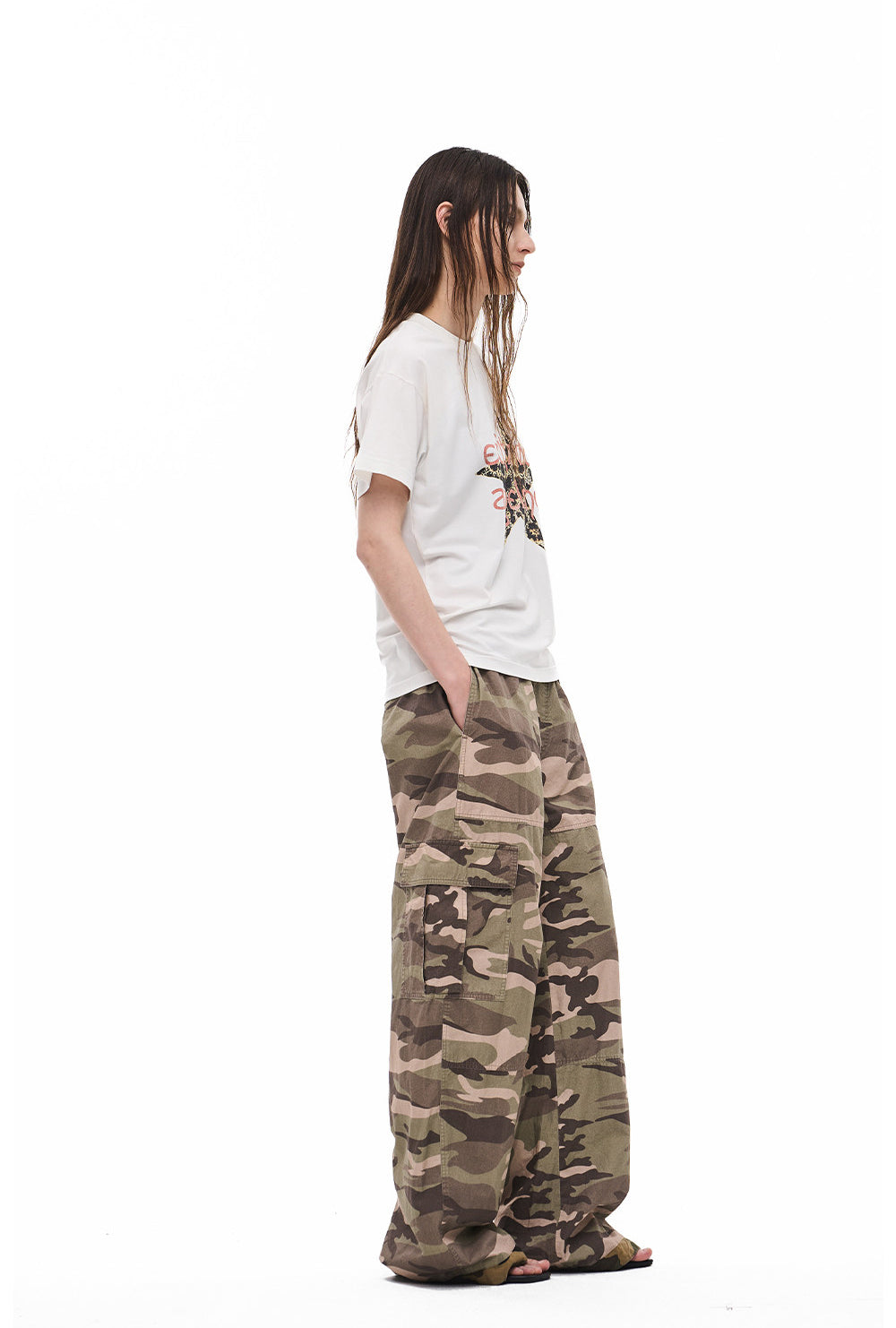 Reversible Camouflage Distressed Work Pants