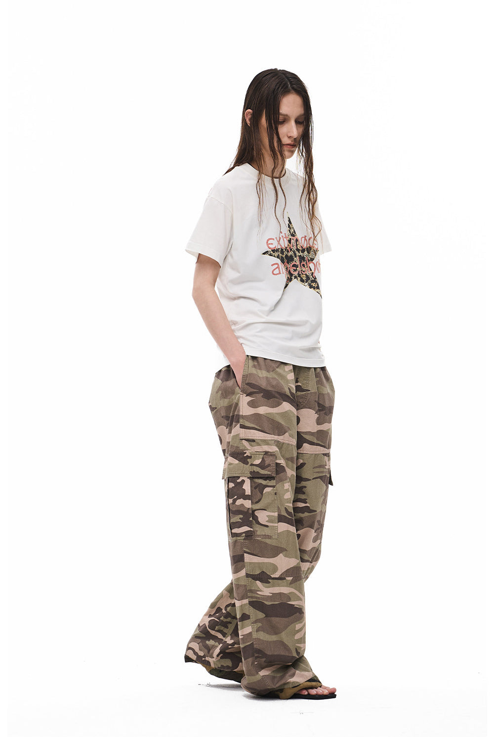 Reversible Camouflage Distressed Work Pants