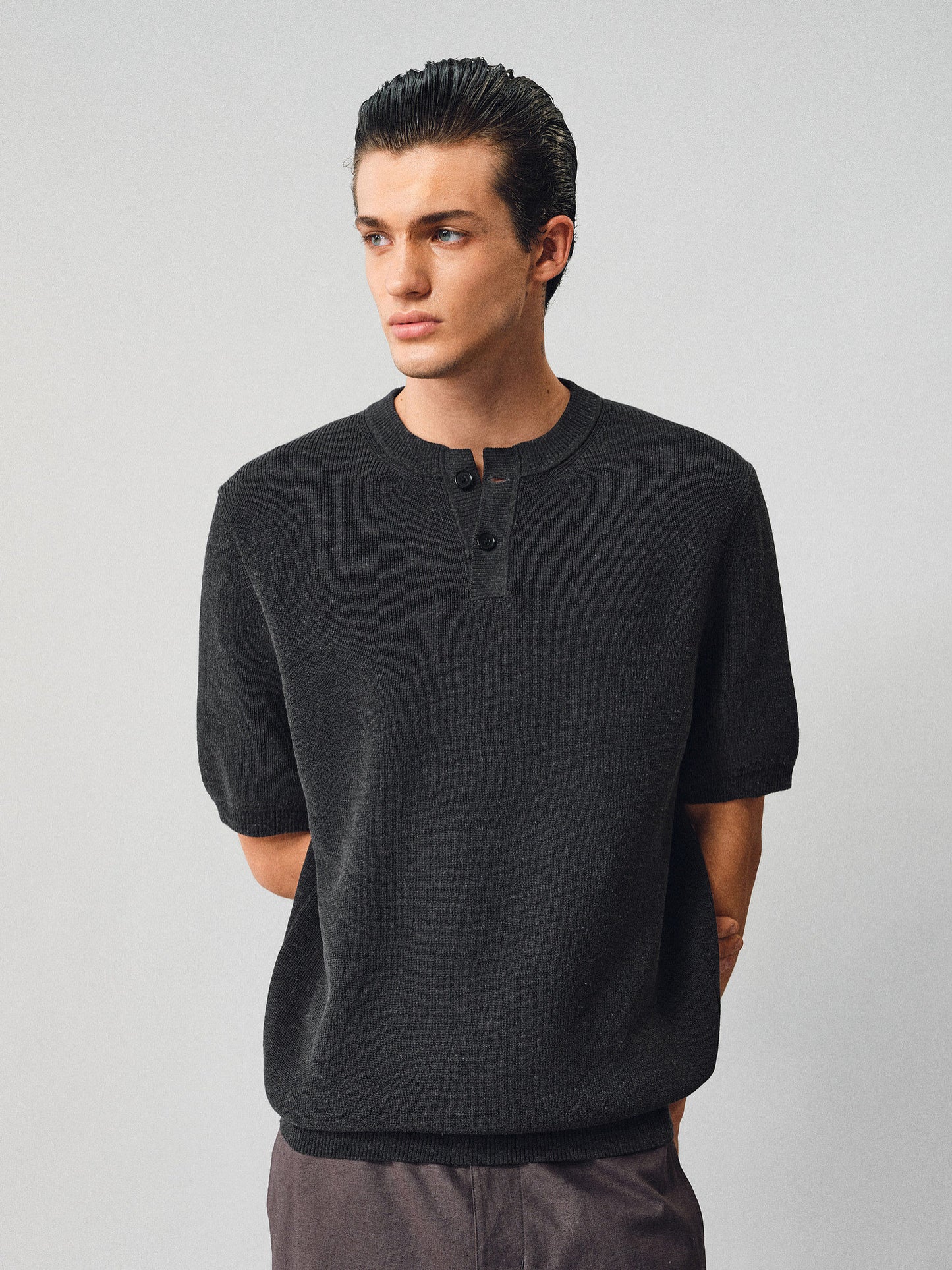 Henley Neck Linen Knit