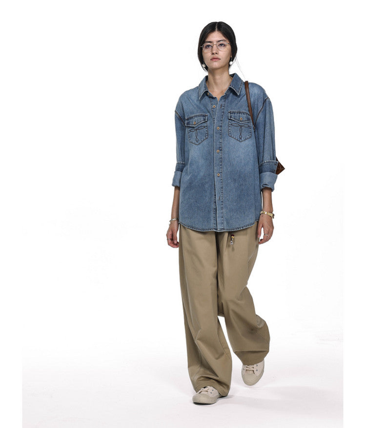 High-Quality Washed Denim Shirt