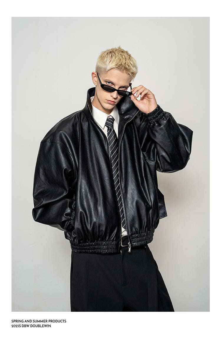 Draping Leather Jacket