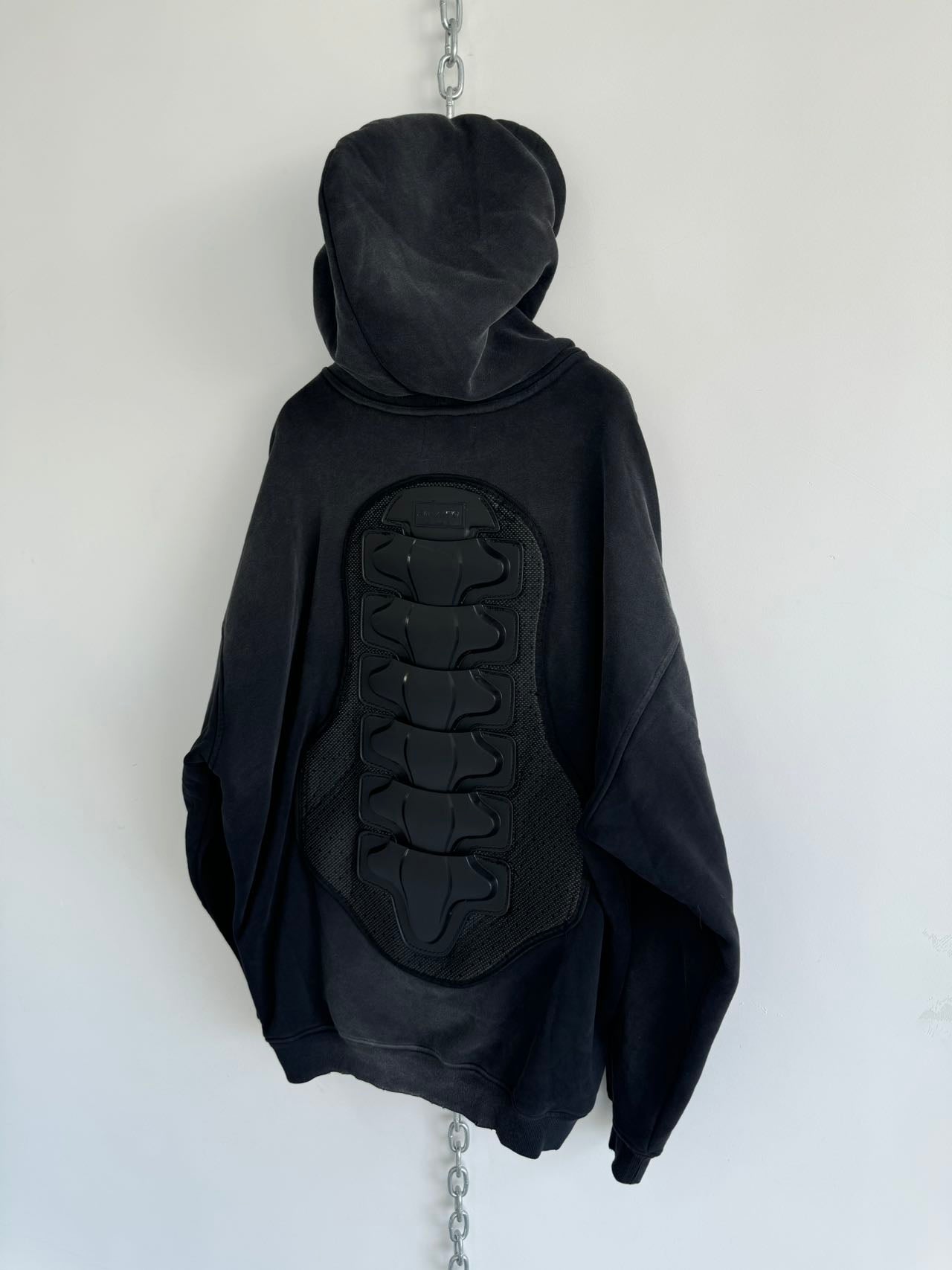 Washed Distressed Hooded Sweatshirt