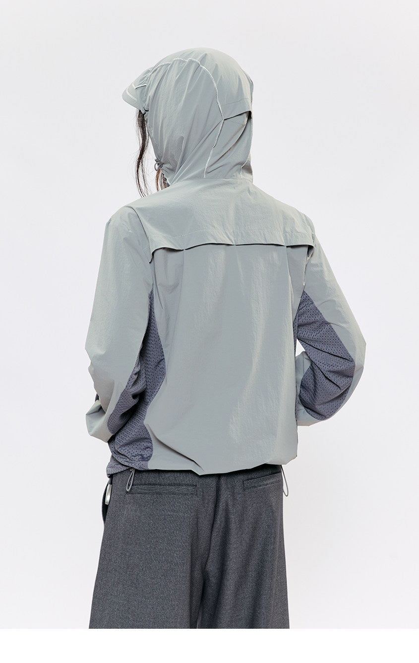 Diagonal-Zip Sunshade Jacket