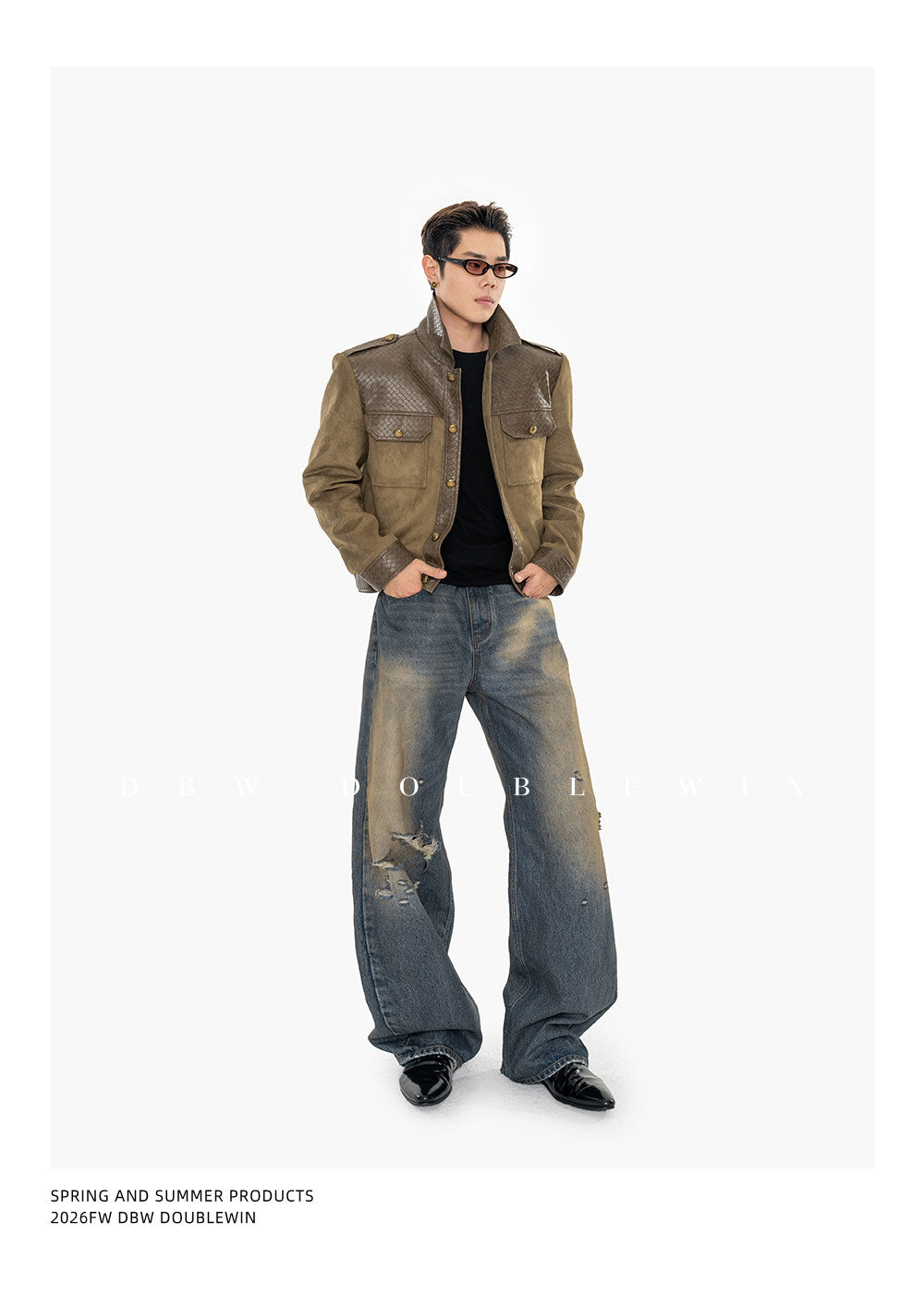 Retro Water-Washed Distressed Denim Pants