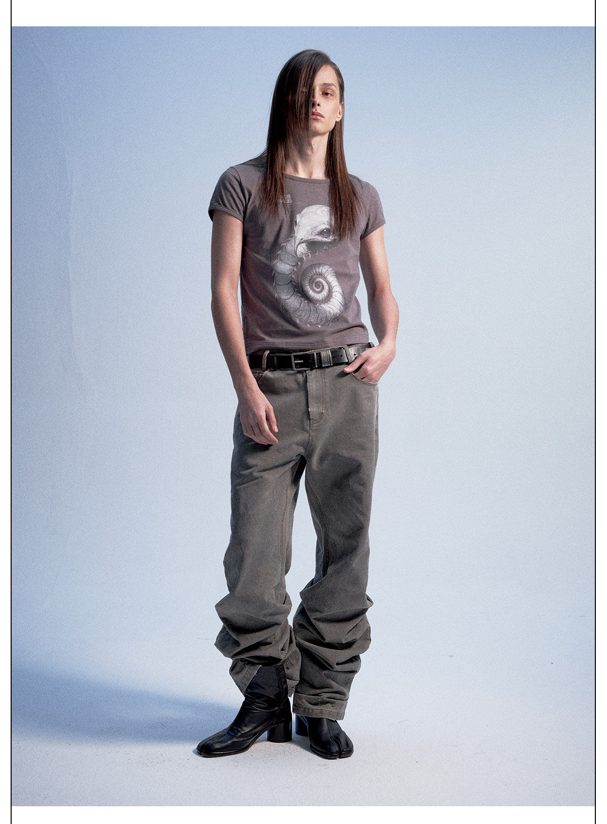 Round-Neck Washed Casual T-Shirt