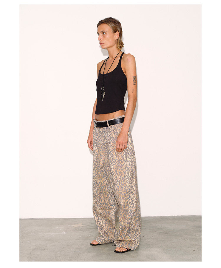 Gradient Leopard Print Baggy Pants