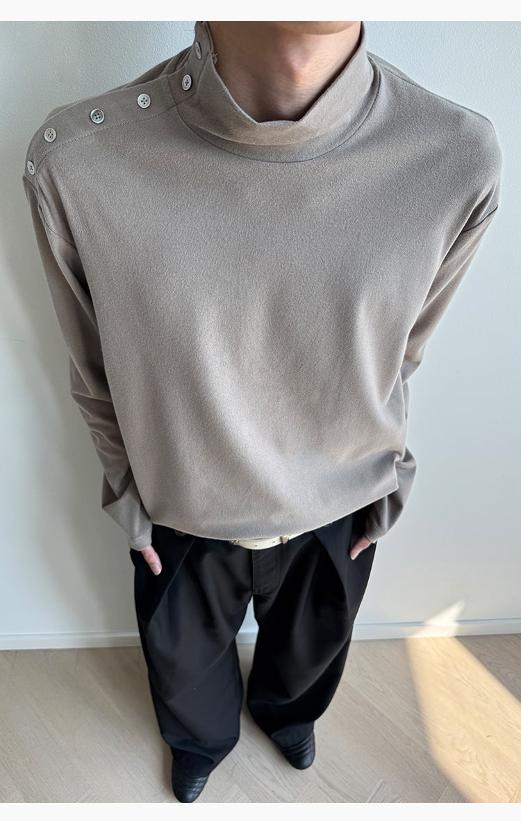 Shell Button High-Collar Shirt