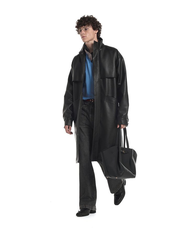 Simulated Leather Trench Coat