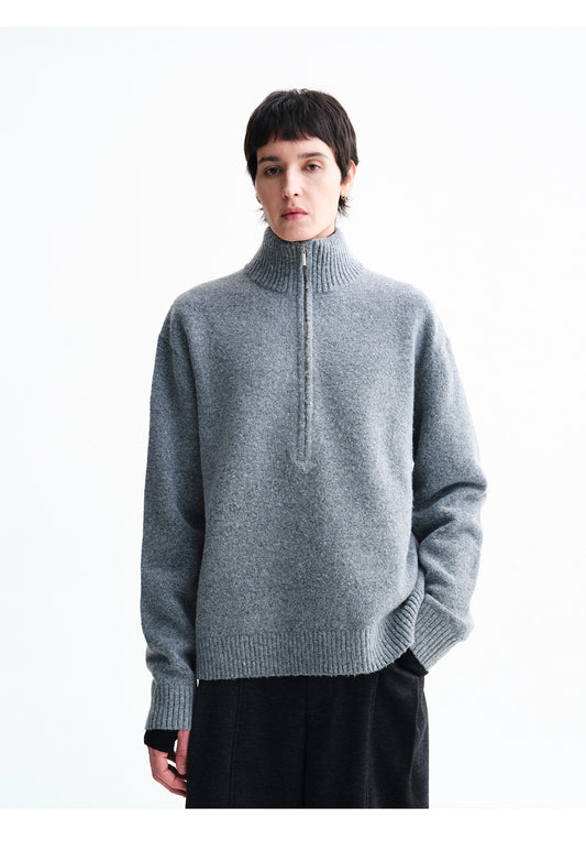 Half-Zip Stand Collar Pullover Sweater