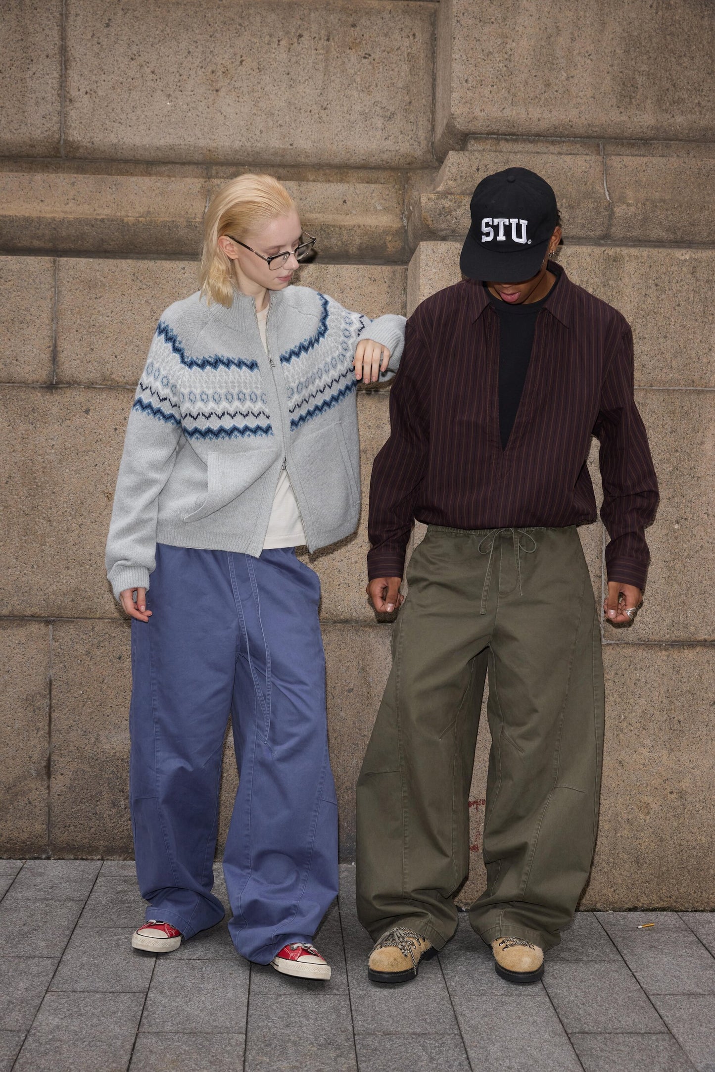 Street Style Curved-Leg Casual Pants