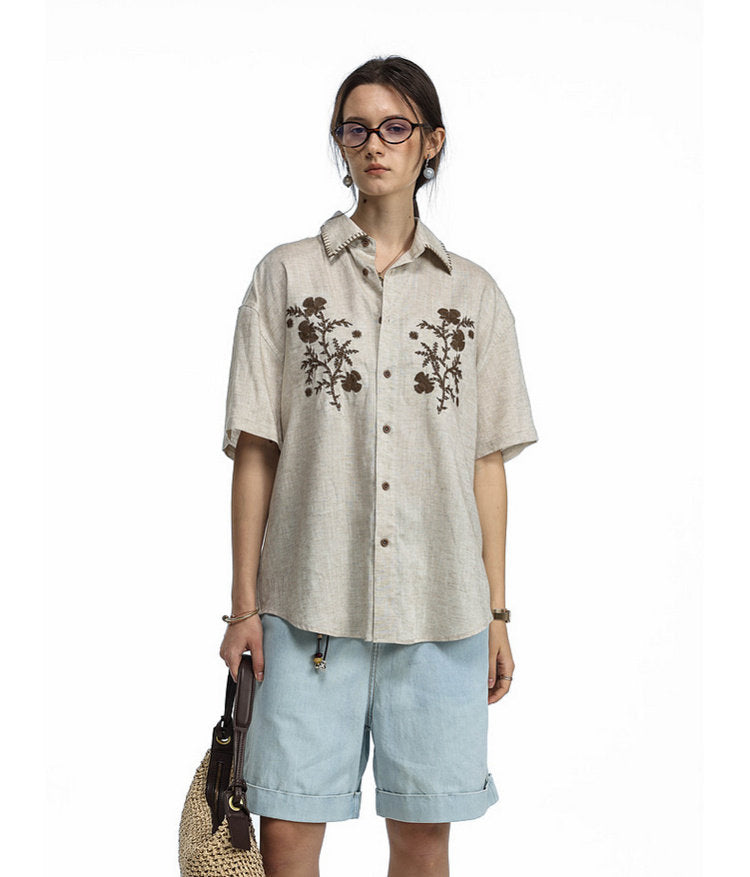 Vintage Floral Embroidered Shirt