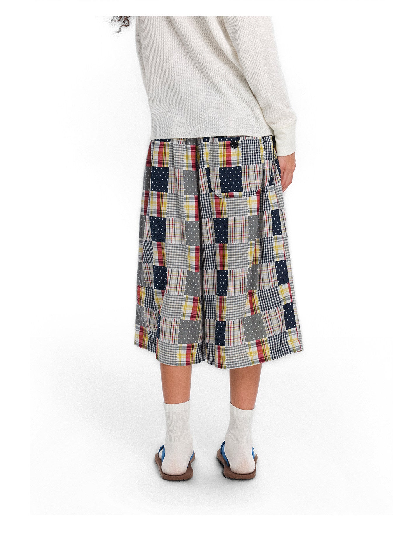 Patchwork Check Pattern Casual Shorts