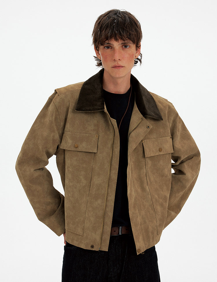 Unisex Corduroy Collar Jacket
