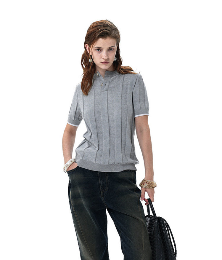 Henley-Neck Knit Shirt