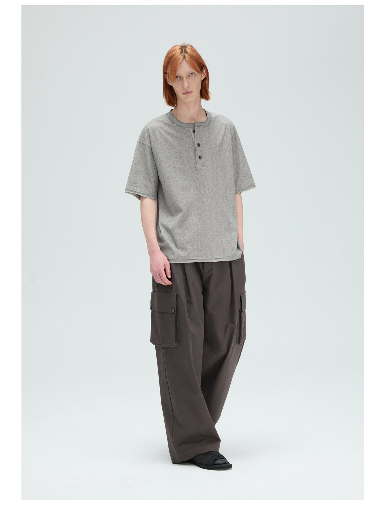 Basic Wash Henry-Neck T-Shirt