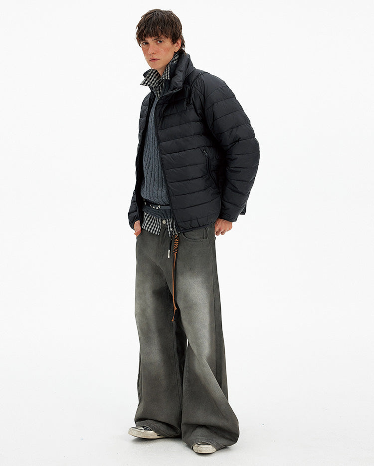 Simple Diagonal Zipper Down Jacket